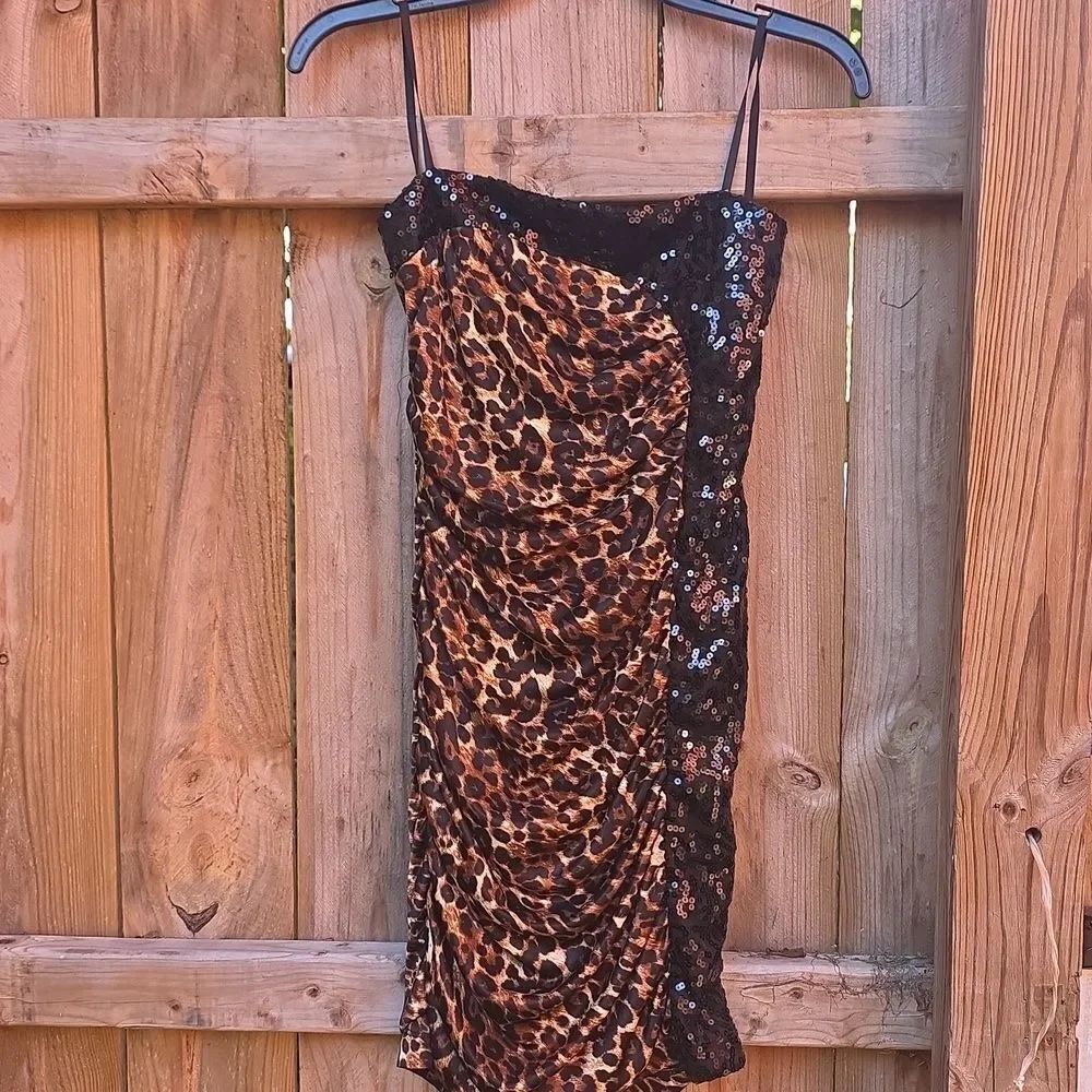 Leopard Print Sequin Dress